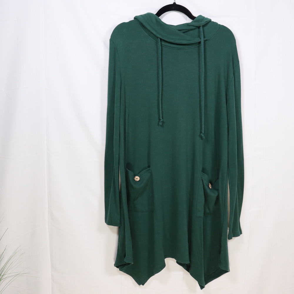 Bulotus Cowl Neck Hoodie Dress 3XL Green Womens Gorpcore Tunic